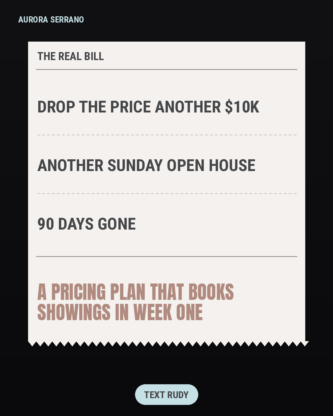 Same brief, second format. THE RECEIPT  85.0.